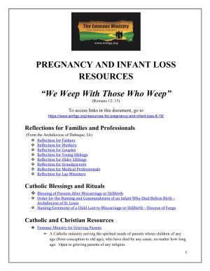 PREGNANCY and INFANT LOSS RESOURCES “We Weep With