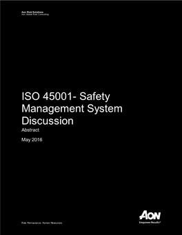 ISO 45001- Safety Management System Discussion Abstract May 2016