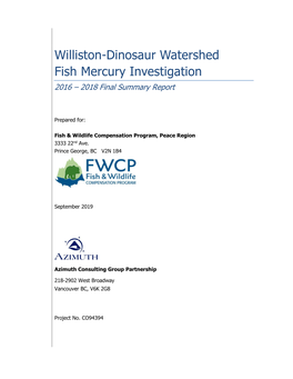 Williston-Dinosaur Watershed Fish Mercury Investigation 2016 – 2018 Final Summary Report