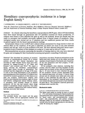 Hereditary Coproporphyria: Incidence in a Large English Family *