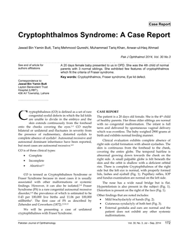 Cryptophthalmos Syndrome: a Case Report