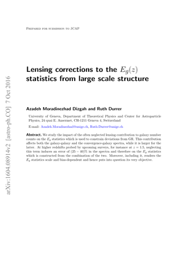 Lensing Corrections to the Eg(Z) Statistics from Large Scale Structure