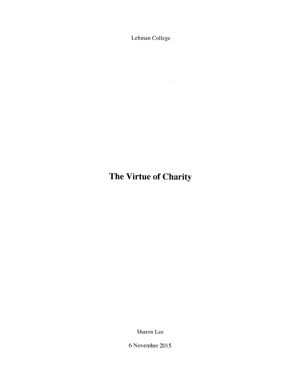 The Virtue of Charity