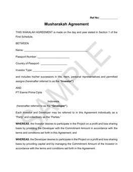 Musharakah Agreement