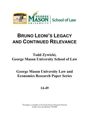 Bruno Leoni's Legacy and Continued Relevance