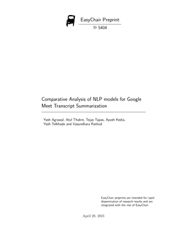 Comparative Analysis of NLP Models for Google Meet Transcript Summarization