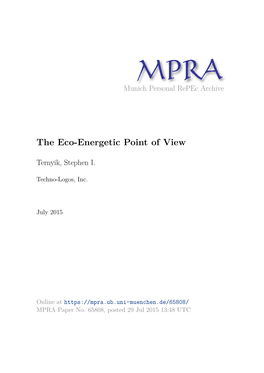 The Eco-Energetic Point of View