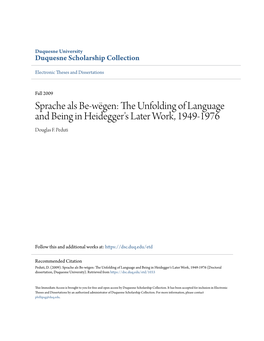 The Unfolding of Language and Being in Heidegger's Later Work, 1949-1976