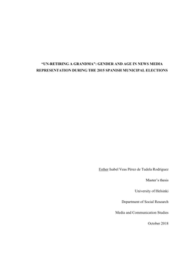 “Un-Retiring a Grandma”: Gender and Age in News Media Representation During the 2015 Spanish Municipal Elections