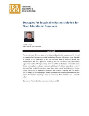 Strategies for Sustainable Business Models for Open Educational Resources