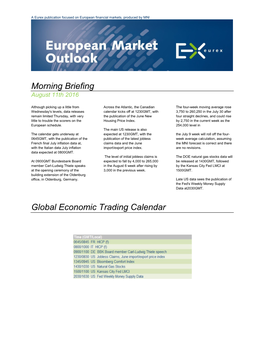 Morning Briefing Global Economic Trading Calendar