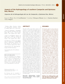 Aspects of the Hydrogeology of Southern Campeche and Quintana