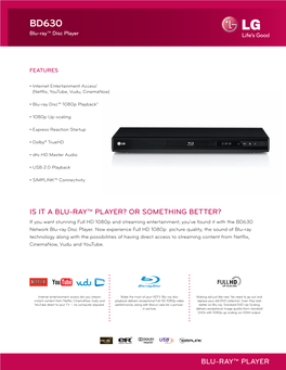 Blu-Ray™ Player Is It a Blu-Ray