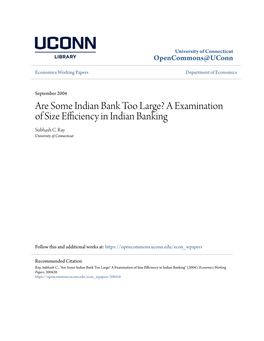 A Examination of Size Efficiency in Indian Banking Subhash C