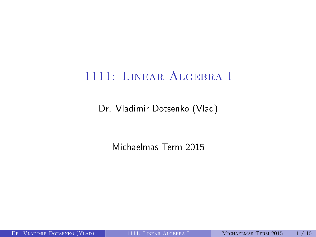 1111: Linear Algebra I