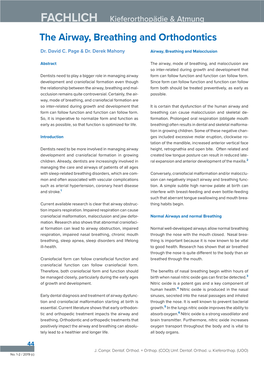 The Airway, Breathing and Orthodontics