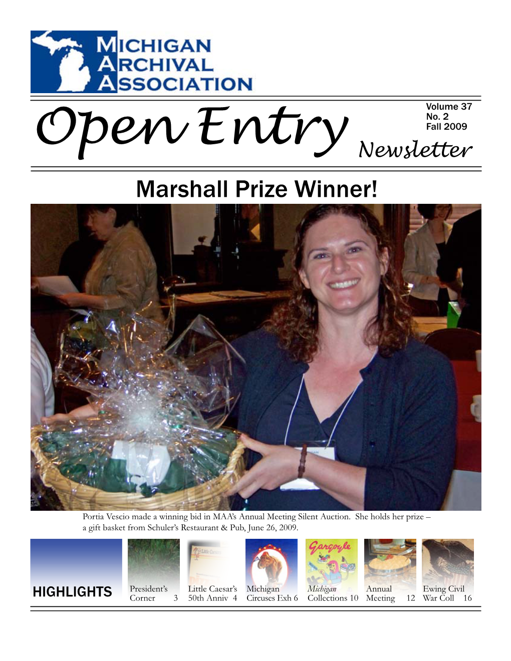 Fall 2009 Open Entry Newsletter Marshall Prize Winner!