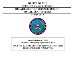 CTEF) the Estimated Cost of This Report Or Study for the Department of Defense Is Approximately $7,720 for the 2019 Fiscal Year