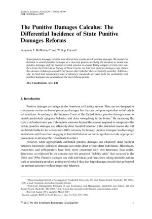 The Punitive Damages Calculus: the Differential Incidence of State Punitive Damages Reforms