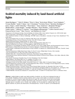 Seabird Mortality Induced by Land-Based Artificial Lights