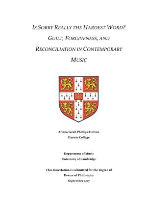 Guilt, Forgiveness, and Reconciliation in Contemporary Music