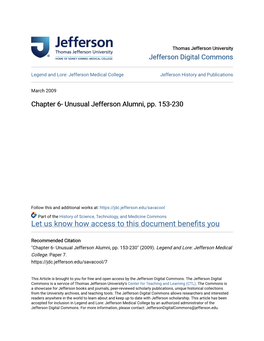 Unusual Jefferson Alumni, Pp. 153-230