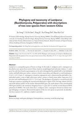 Phylogeny and Taxonomy of Laetiporus (Basidiomycota, Polyporales) with Descriptions of Two New Species from Western China