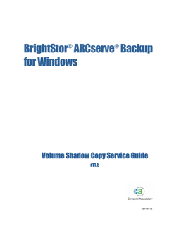 Brightstor Arcserve Backup for Windows Volume Shadow Copy