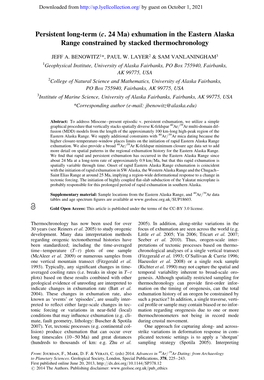 Exhumation in the Eastern Alaska Range Constrained by Stacked Thermochronology