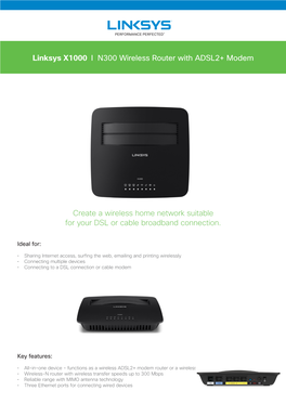 Linksys X1000 I N300 Wireless Router with ADSL2+ Modem