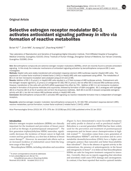 Selective Estrogen Receptor Modulator BC-1 Activates Antioxidant Signaling Pathway in Vitro Via Formation of Reactive Metabolites