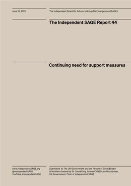 Continuing Need for Support Measures the Independent SAGE Report 44