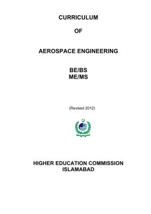Curriculum of Aerospace Engineering Be/Bs Me/Ms