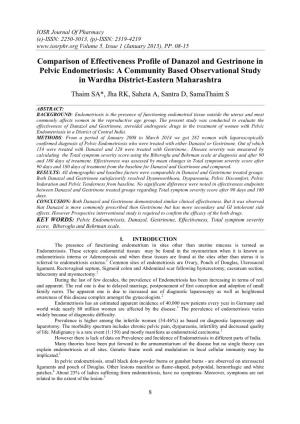 Comparison of Effectiveness Profile of Danazol and Gestrinone in Pelvic Endometriosis: a Community Based Observational Study in Wardha District-Eastern Maharashtra