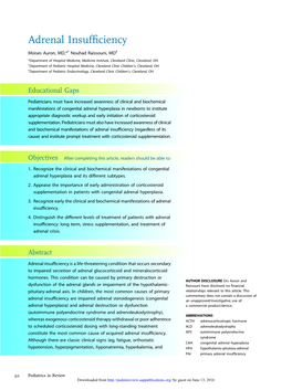 Adrenal Insufficiency