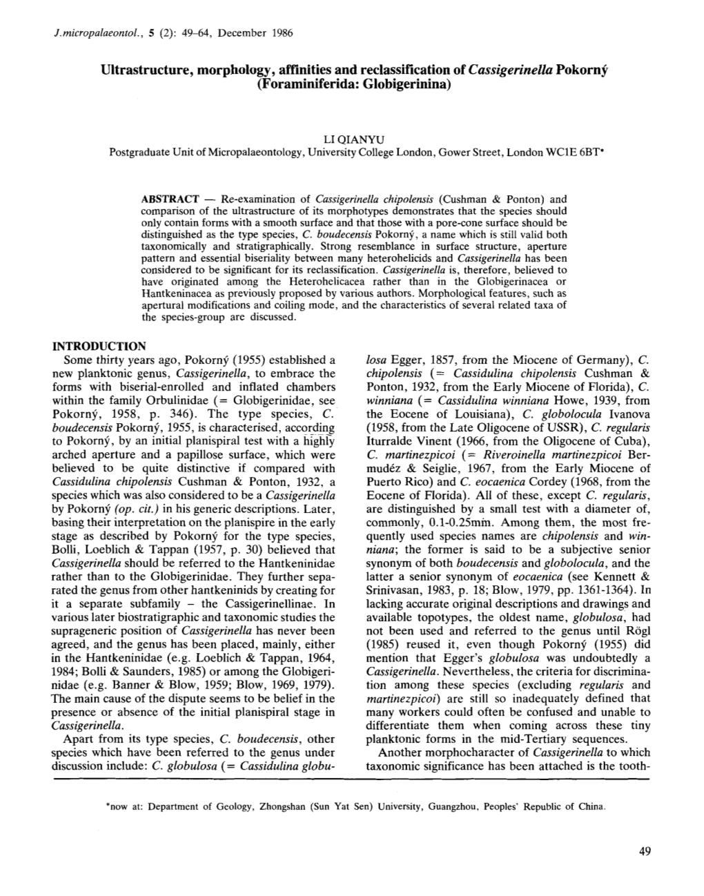 Ultrastructure, Morphology, Affinities and Reclassification of ...