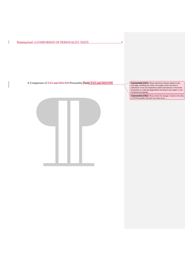 Running Head: a COMPARISON of PERSONALITY TESTS 1 A