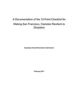 A Documentation of the 10-Point Checklist for Making San Francisco, Camotes Resilient to Disasters