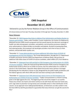 CMS Snapshot December 10-17, 2020 (PDF)