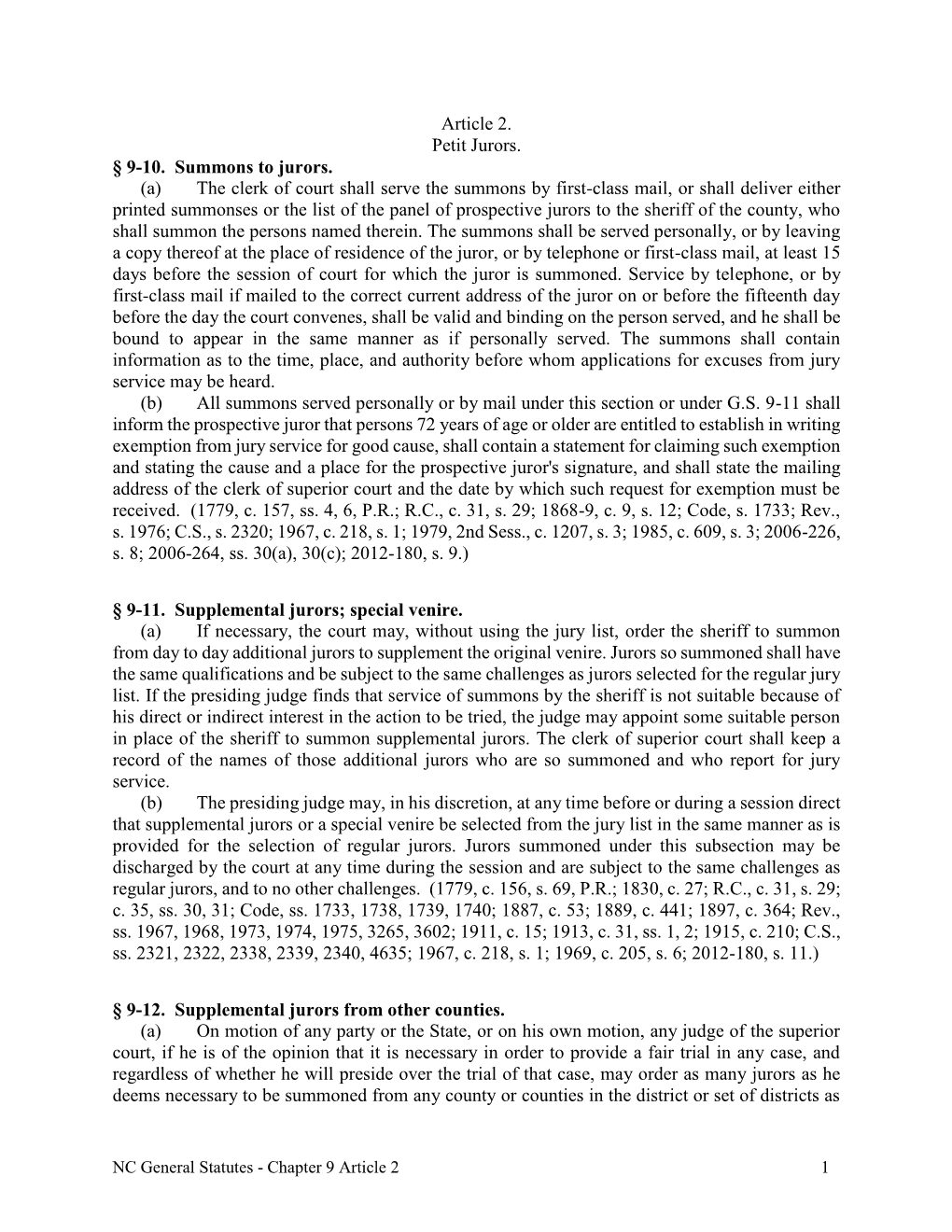 Article 2. Petit Jurors. § 9-10. Summons to Jurors