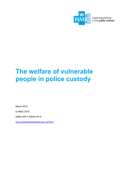 The Welfare of Vulnerable People in Police Custody
