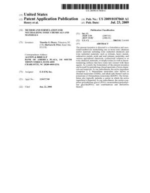 (12) Patent Application Publication (10) Pub. No.: US 2009/0187060 A1 Henry Et Al