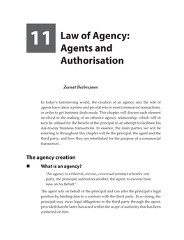 11 Law of Agency: Agents and Authorisation