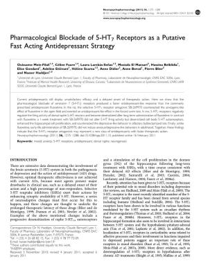 Pharmacological Blockade of 5-HT7 Receptors As a Putative Fast Acting Antidepressant Strategy
