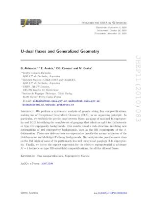 U-Dual Fluxes and Generalized Geometry
