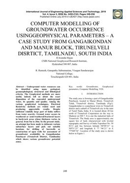 Computer Modelling of Groundwater Occurrence