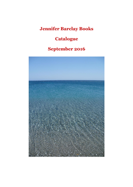 Jennifer Barclay Books Catalogue September 2016