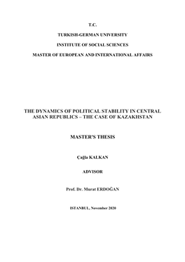 The Dynamics of Political Stability in Central Asian Republics – the Case of Kazakhstan Master's Thesis