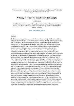 A Theory of Culture for Evolutionary Demography