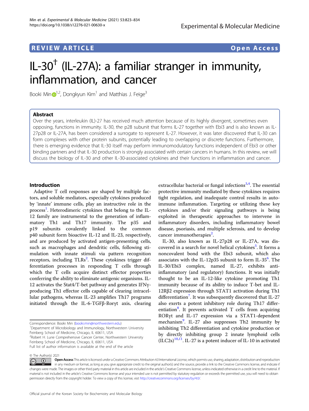 IL-30† (IL-27A): a Familiar Stranger in Immunity, Inflammation, and Cancer